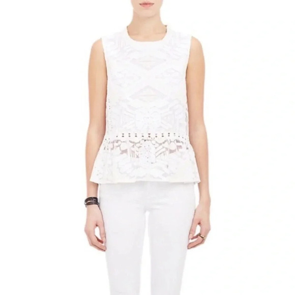 Sea NY Lace Peplum Top, ecru, sz 2 - Picture 1 of 9